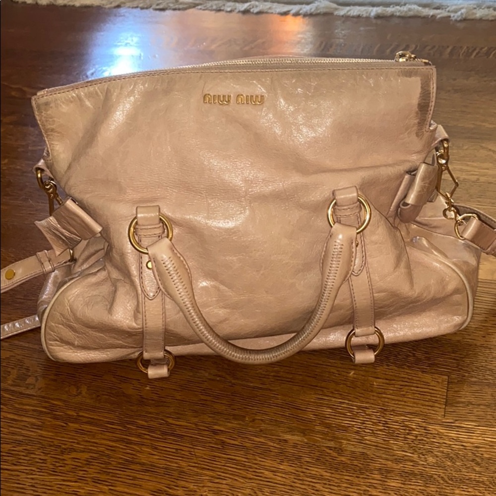 Miu Miu top handle leather bow bag